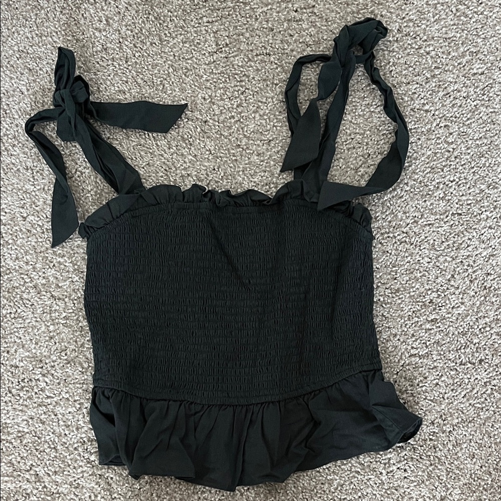 Dark Green Tie Strap Top
